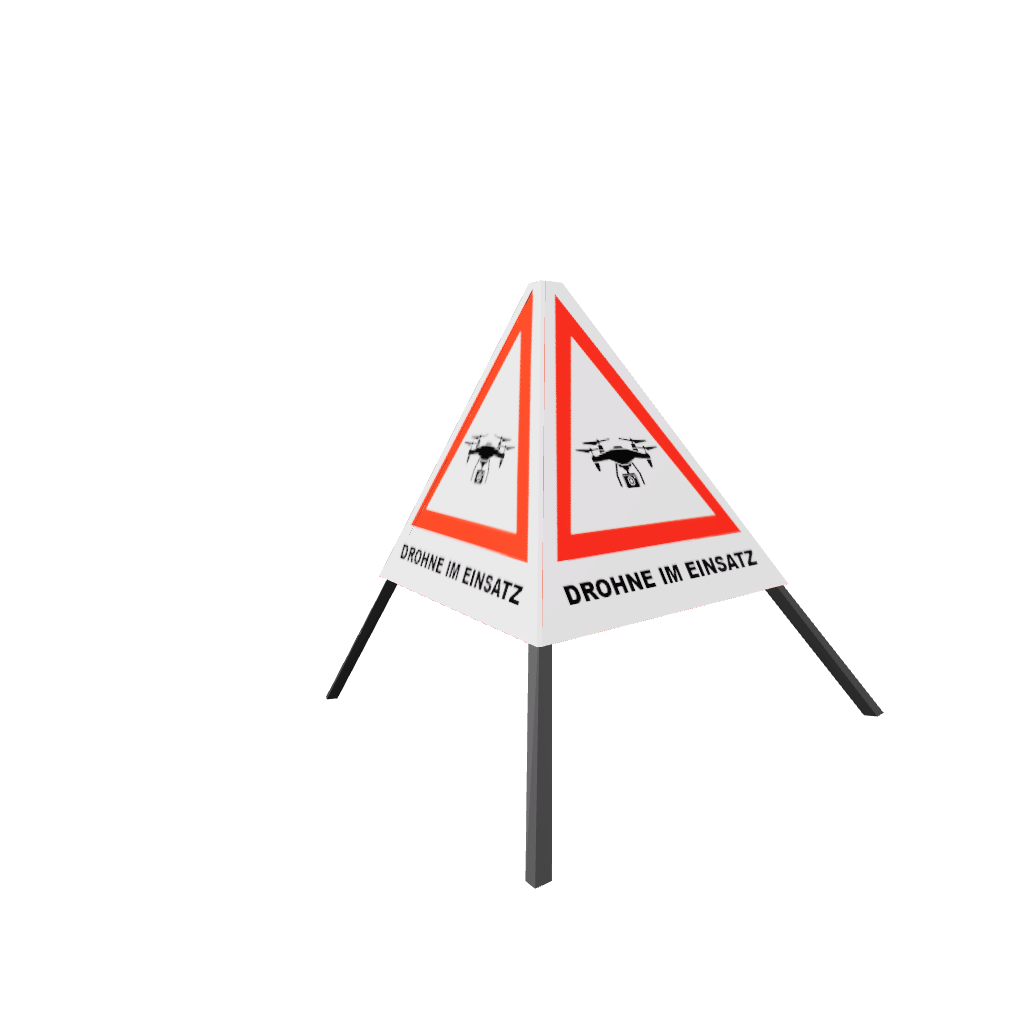 Aufstelldreieck für Drohnenbetrieb – interaktive 3D-Ansicht