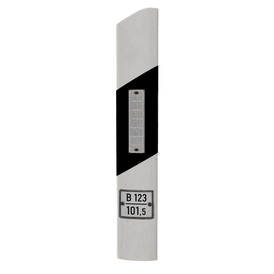 Leitpfosten mit Streckenkennzeichnung B 123 / 101,5 – weiße Reflektoren – sauber